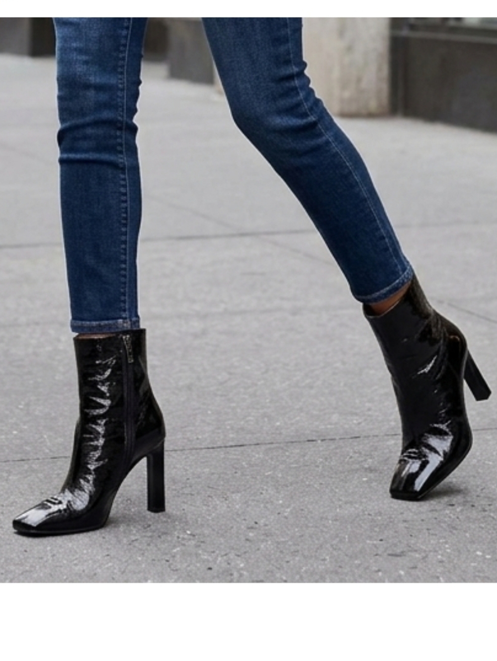 Karl Lagerfeld Paris Vica Womens Square Toe Dress Boot Black Patent Leather, 8.5